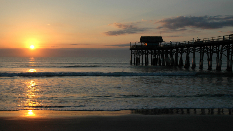 Sunset Cocoa beach of Atlantic ocean